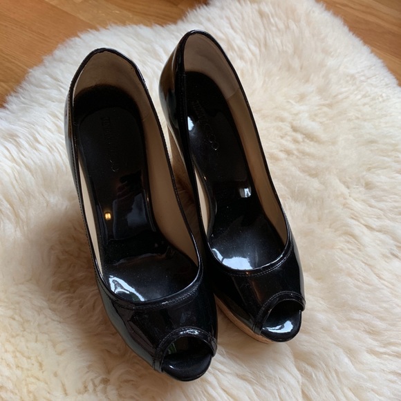 Jimmy Choo💕Patent Black Cork Wedge Pump 9.5 - Picture 7 of 8
